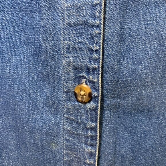 Westbound Vintage Womens Denim Christmas Button Front Jumper Dress Embroidered L - Picture 5 of 7